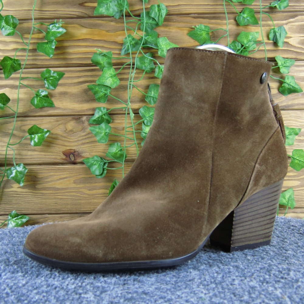 Paul Green Womens Brown Suede Leather Ankle Boots Tassel Zip Up‎ Heeled 6
